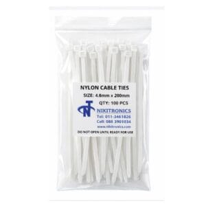 4.8mm x 200mm white Cable Ties
