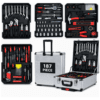 187 Piece Professional Chrome Vanadium Toolset with Combination Wrench